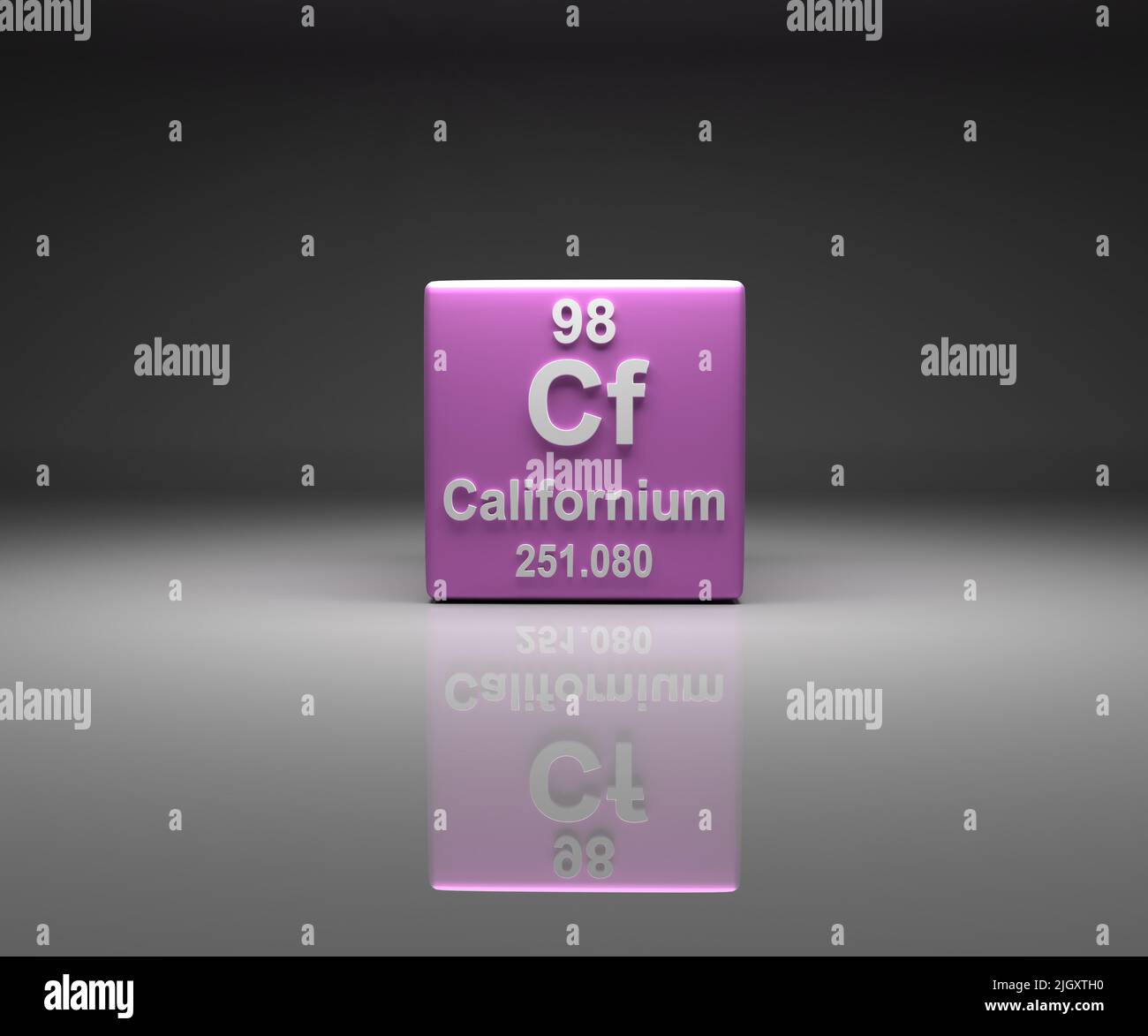 Cube with Californium number 98 periodic table, 3d rendering Stock ...
