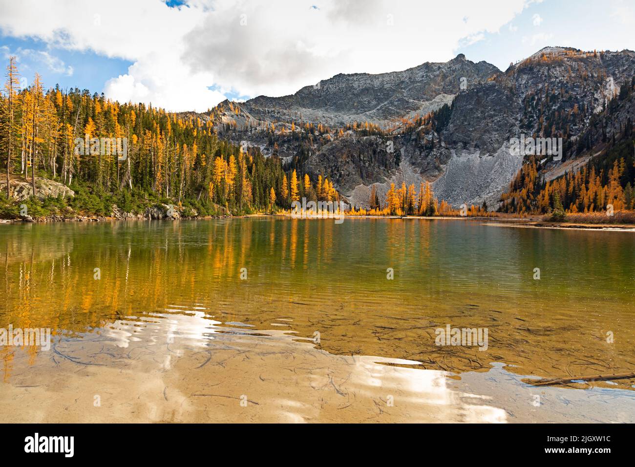 WA21736-00...WASHINGTON - Fifth of July Mountain and  Upper Larch Lake in the Glacier Peak Wilderness area. Stock Photo