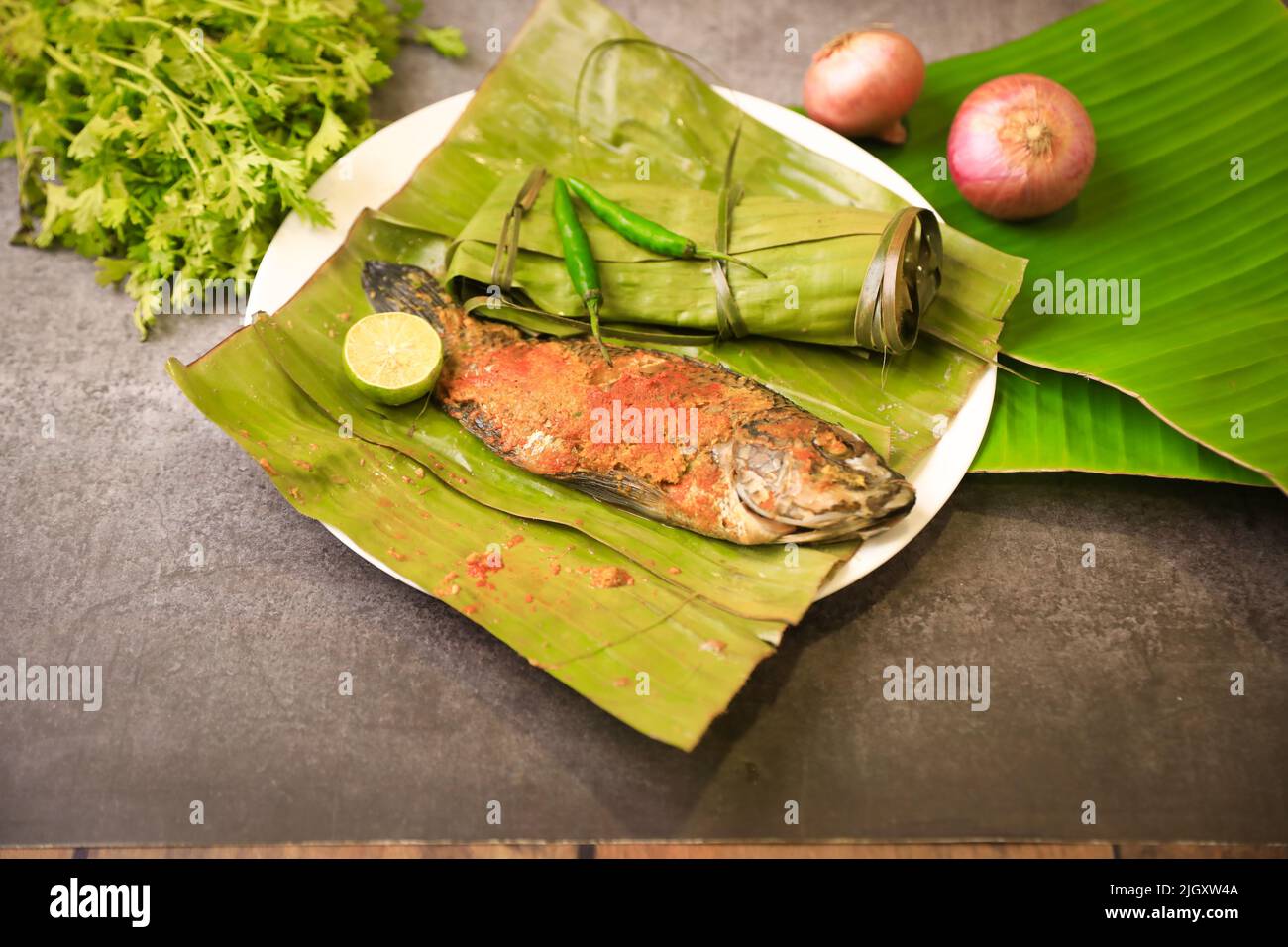 south indian famous steamed fish recipe Stock Photo - Alamy