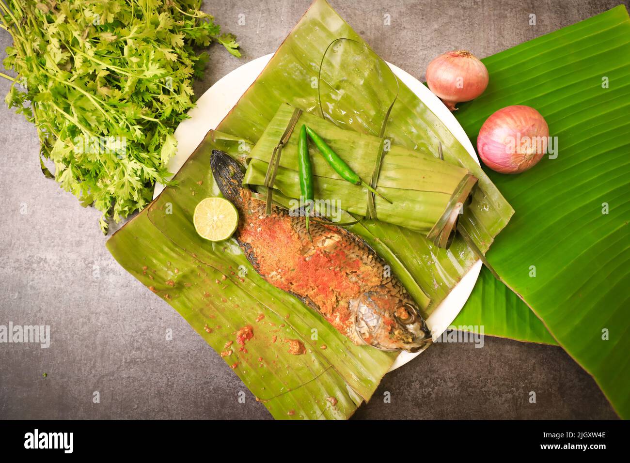 south indian famous steamed fish recipe Stock Photo - Alamy