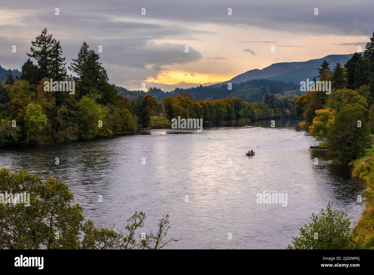 Dunkeld, Scotland - October 11th 2021: A view over the River Tay in the beautiful town of Dunkeld in Scotland, UK. Stock Photo