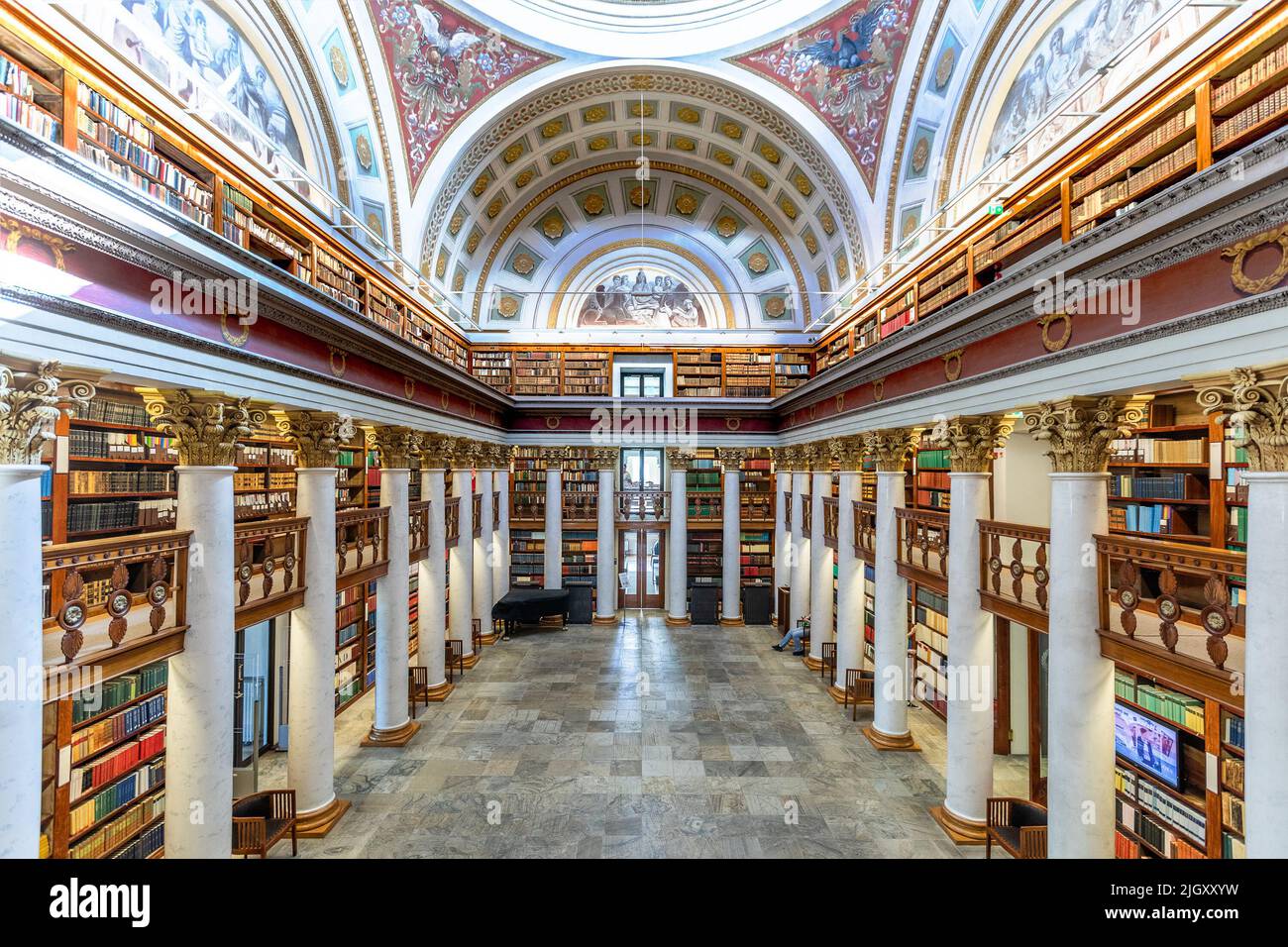 Interior view of Finland's National Library in Helsinki. Stock Photo