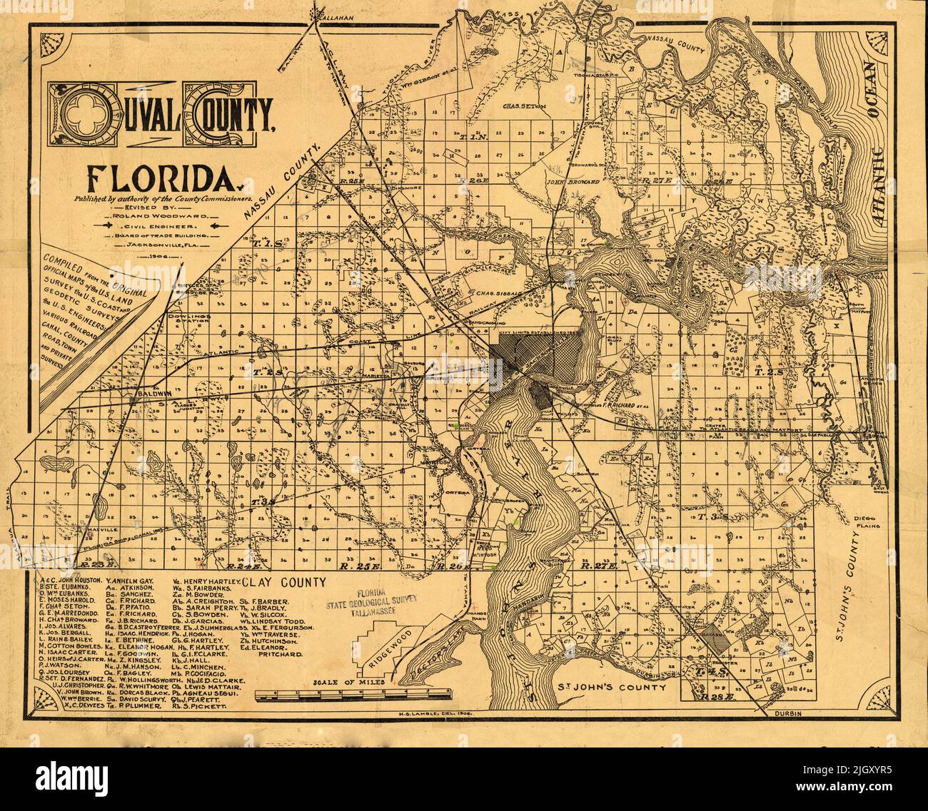 Map of Duval County, 1906, by Roland Woodward Stock Photo Alamy