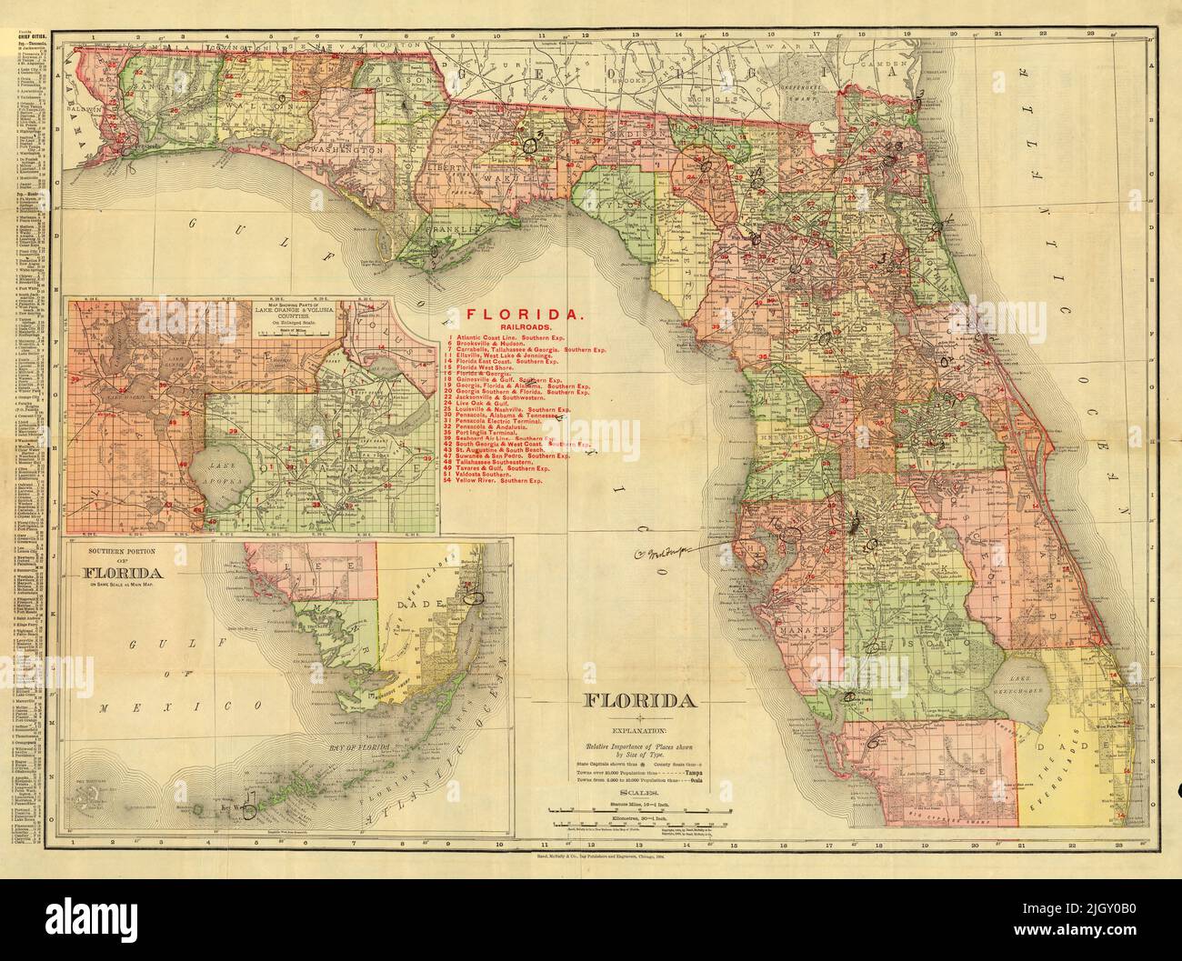 Florida Railroads Map 1904 by - Florida Railroads Map 1904 By Rand Mcnally And Company 2JGY0B0