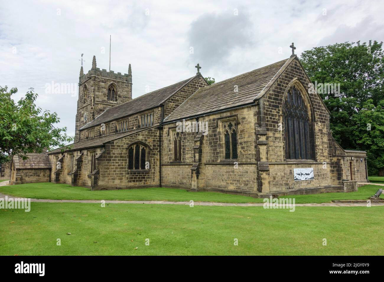 All Saints' Parish Church, in Ilkley, a spa town and civil parish in the City of Bradford in West Yorkshire, UK. Stock Photo