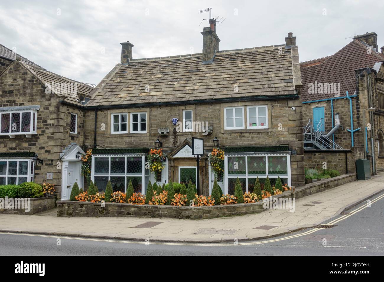 The Box Tree, an  award winning restaurant in Ilkley, a spa town and civil parish in the City of Bradford in West Yorkshire, UK. Stock Photo