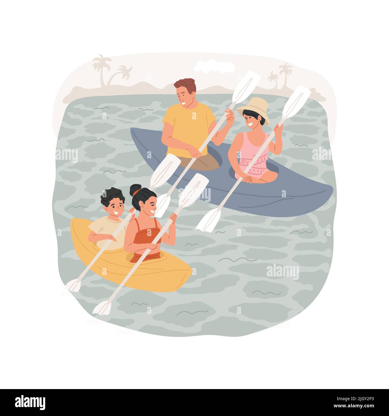 Caribbean kayaking isolated cartoon vector illustration. Kayaking sea