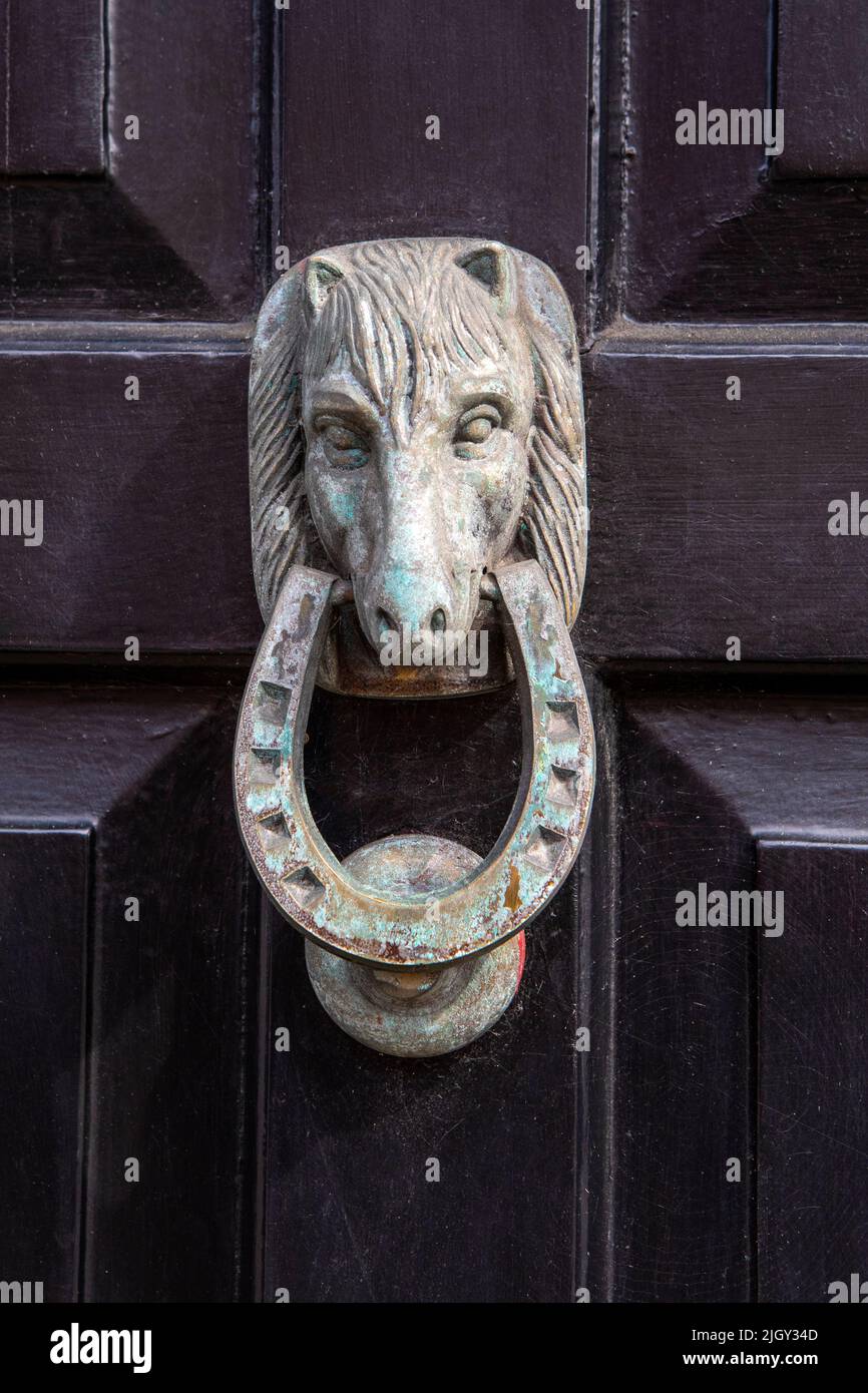 Close-up of a Horse door knocker. Stock Photo