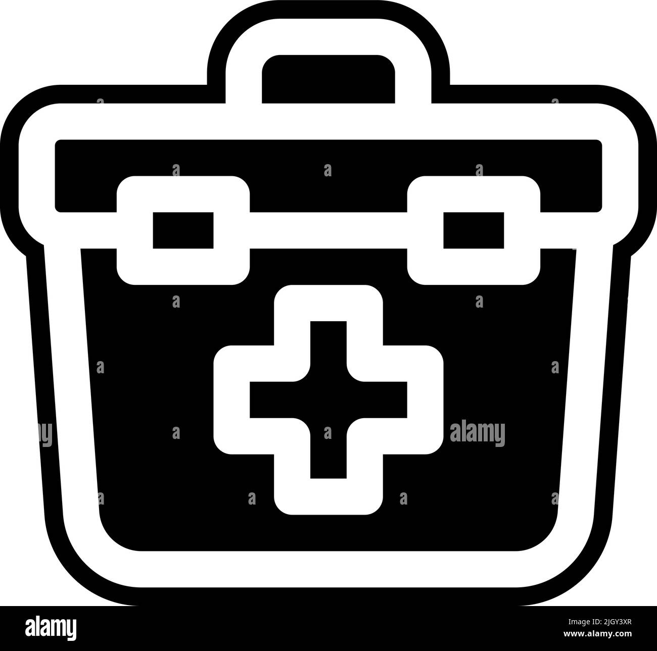 Plastic products first aid kit icon . Stock Vector
