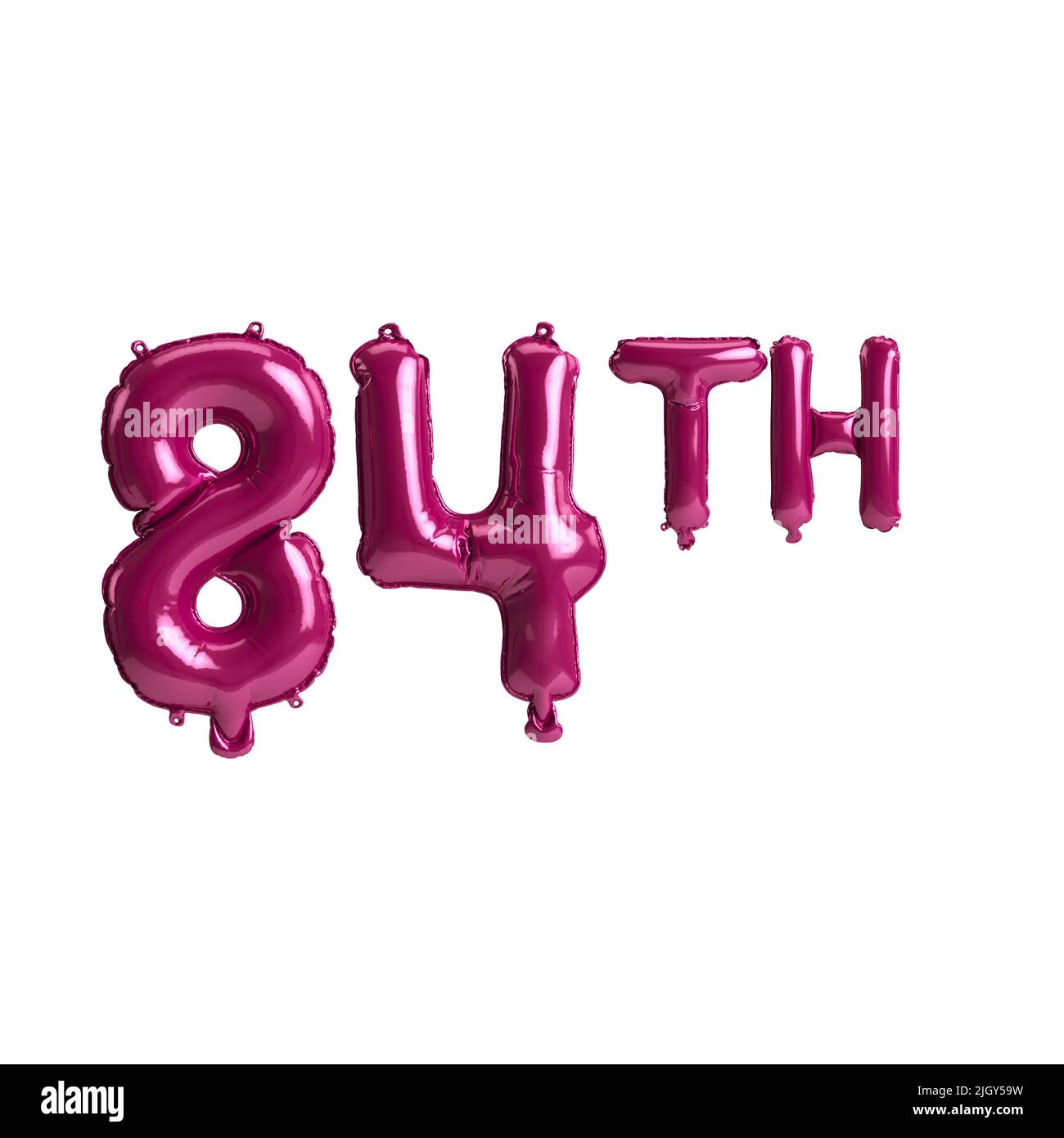 3d illustration of 84th dark pink balloons isolated on background Stock Photo