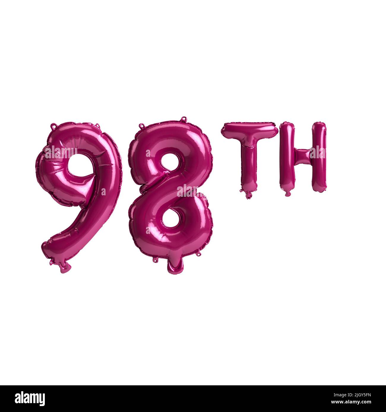 3d illustration of 98th dark pink balloons isolated on background Stock Photo