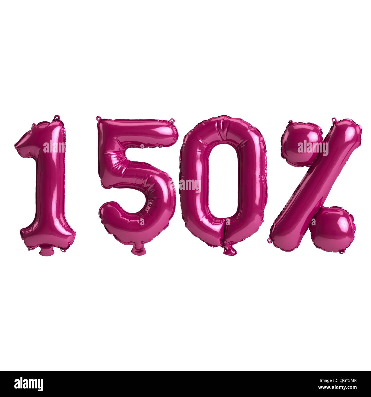 3d illustration of 150 percent dark pink balloons isolated on background Stock Photo