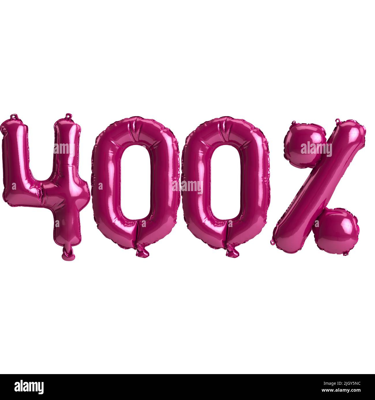 3d illustration of 400 percent dark pink balloons isolated on ...