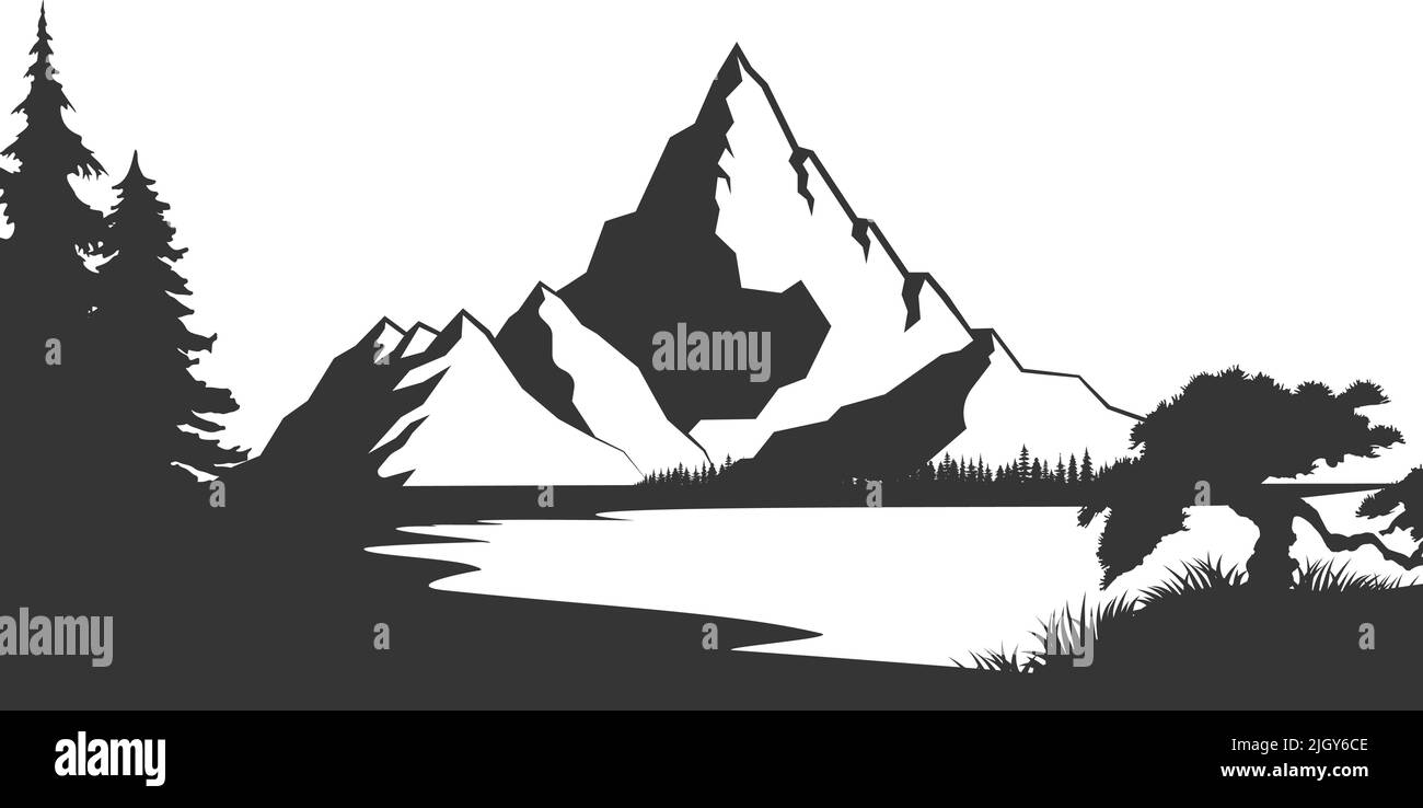 Muntain silhouette vector illustration. Mountain range silhouette