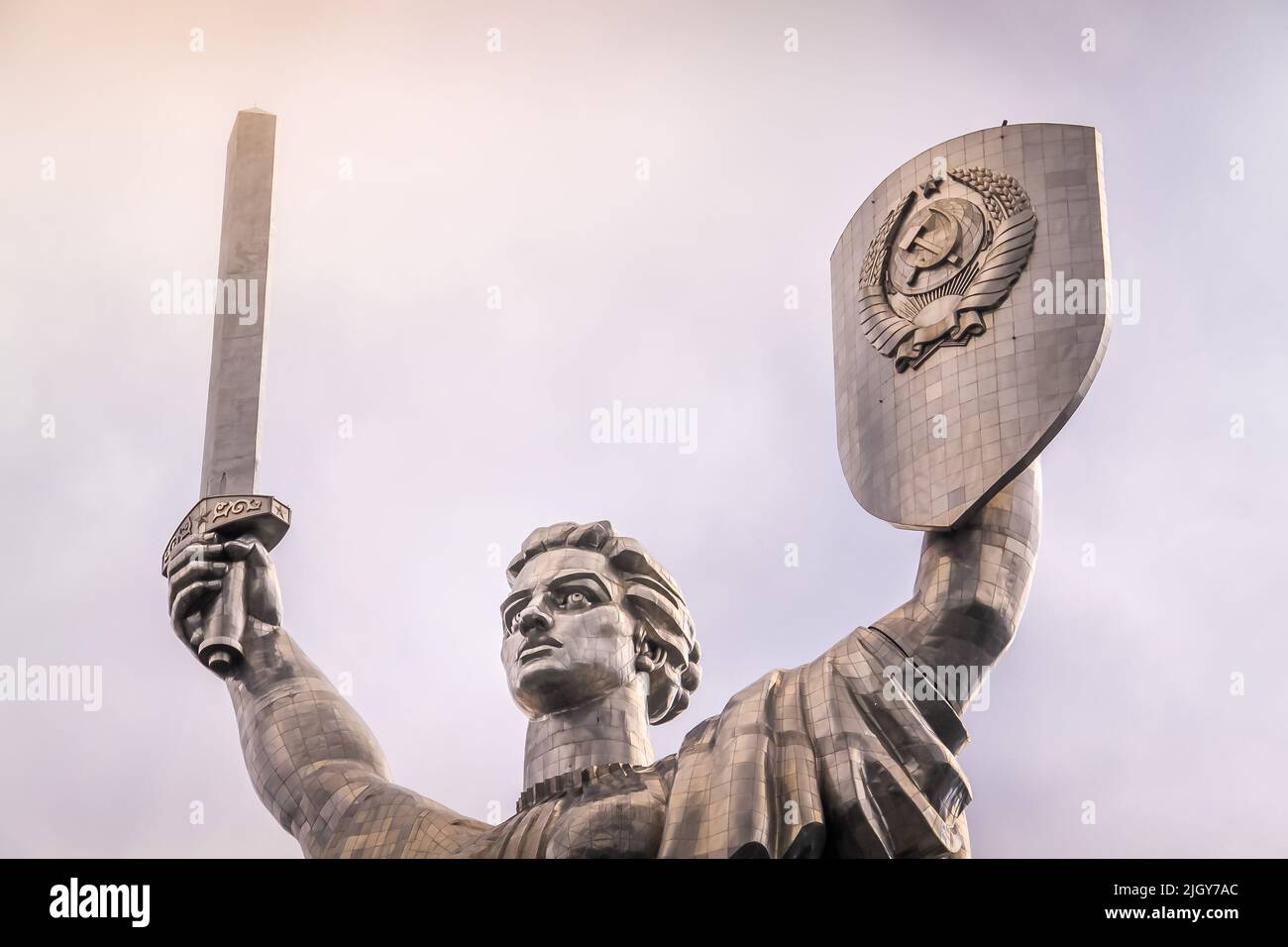 Majestic Motherland monument in Kiev symbol of victory, Ukraine Stock Photo