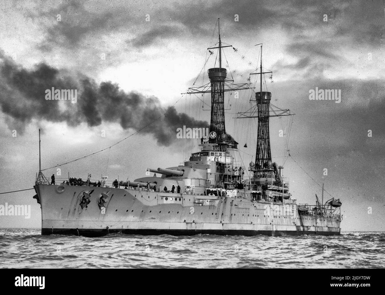 USS Nevada - most likely during visit to Australia, circa 1925 Stock Photo