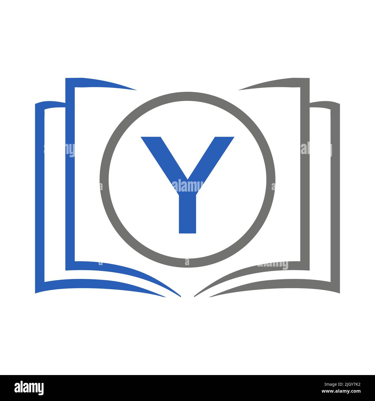 Education Logo On Letter Y Template. Open Book Logo On Y Letter, Initial Educational Sign Concept Template Stock Vector