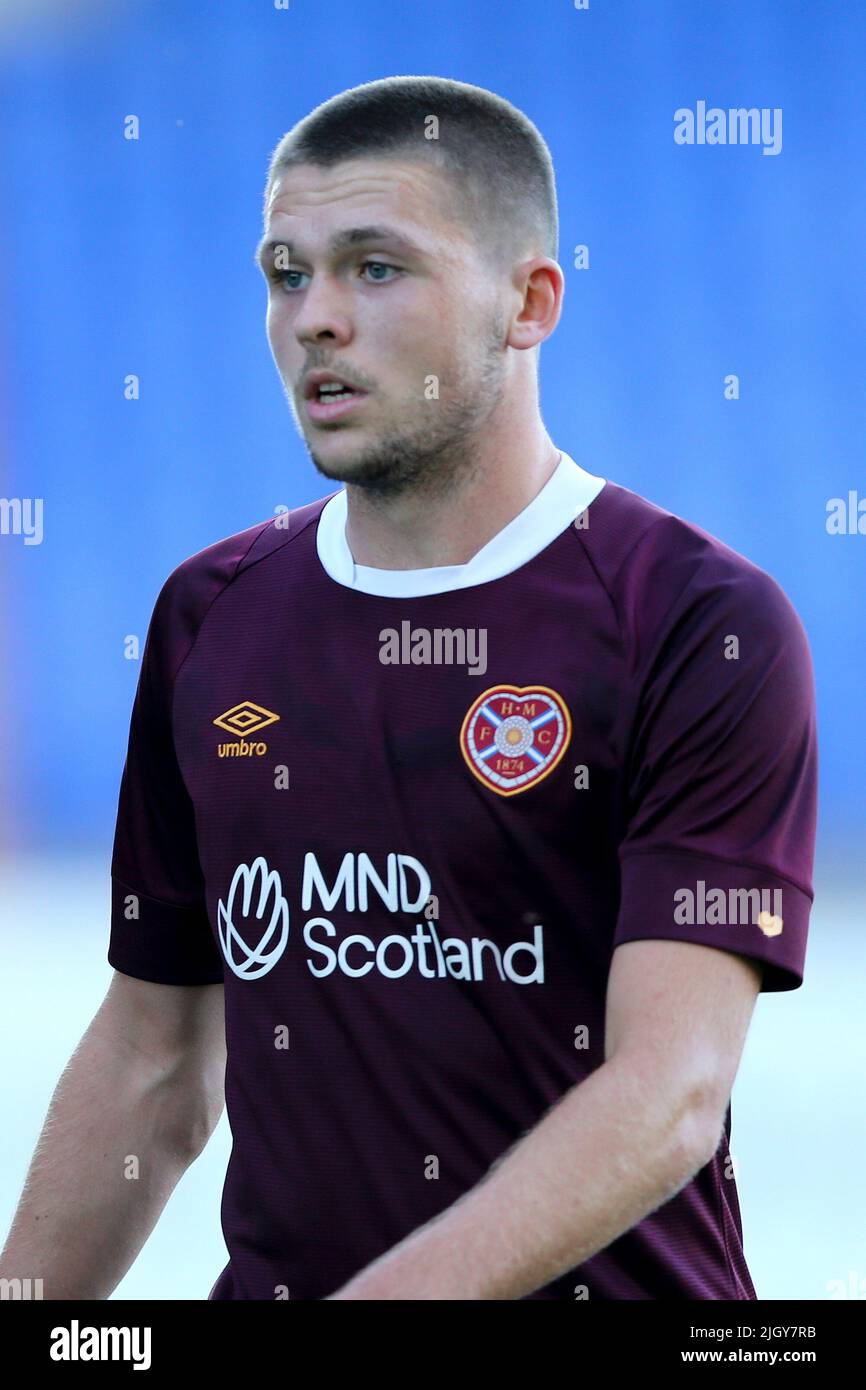 Birkenhead, UK. 13th July, 2022. Connor Smith of Heart of Midlothian looks on. Pre-season friendly match, Tranmere Rovers v Hearts at Prenton Park, Birkenhead, Wirral on Wednesday 13th July 2022. this image may only be used for Editorial purposes. Editorial use only, license required for commercial use. No use in betting, games or a single club/league/player publications.pic by Chris Stading/Andrew Orchard sports photography/Alamy Live News Credit: Andrew Orchard sports photography/Alamy Live News Stock Photo