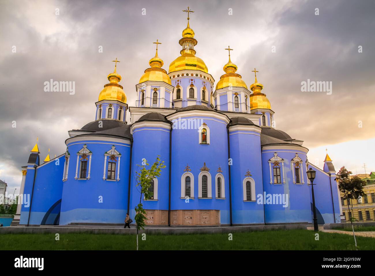 St. Michael s Golden-Domed Monastery and dramatic sky, Kyiv - Ukraine Stock Photo