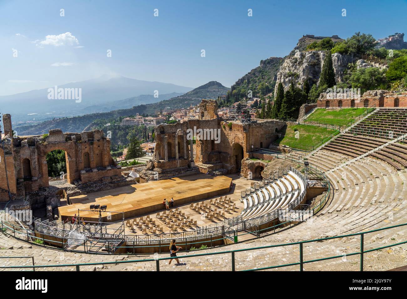 A view in the town of Taormina Sicily Stock Photo