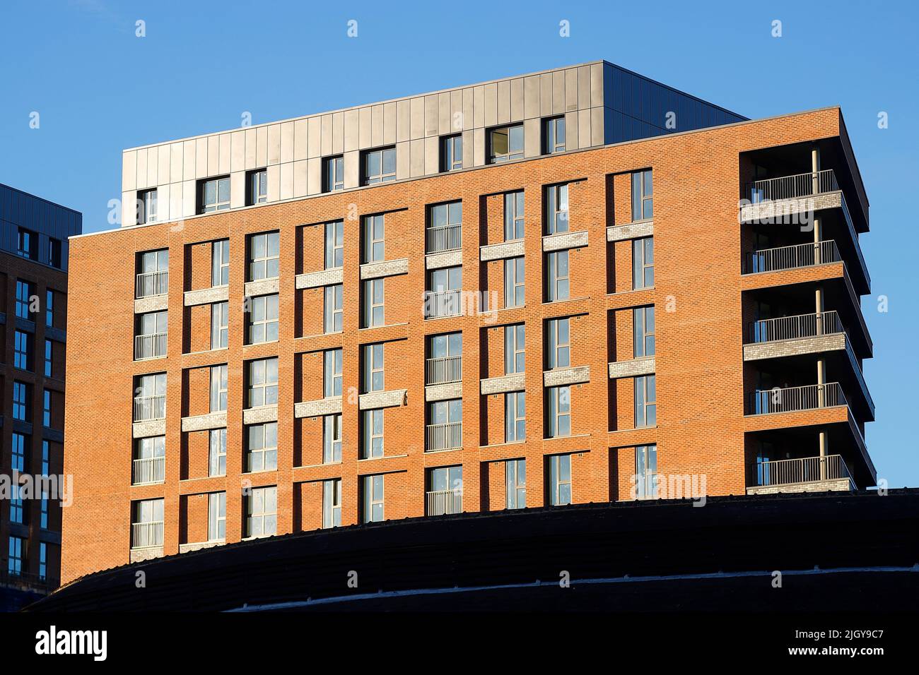 A close up of one of the Monk Bridge apartment blocks in Leeds City