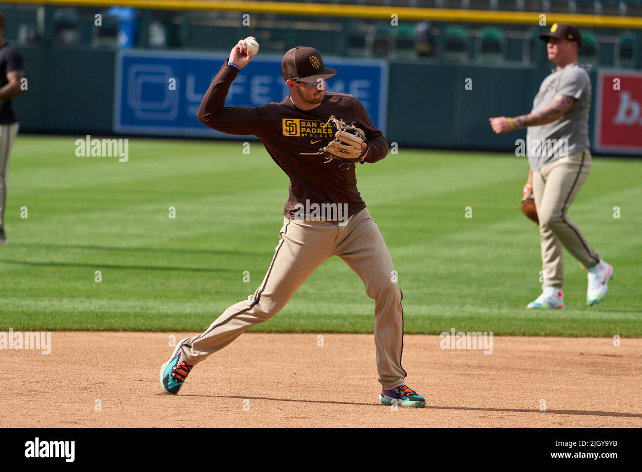 July 12 2022: San Diego infielder Matt Batten (37) before the game with ...