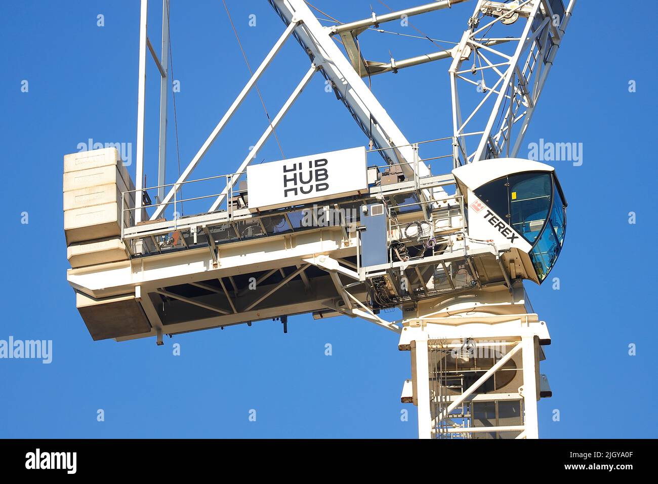 A close up of a tower crane in Leeds City Centre Stock Photo Alamy