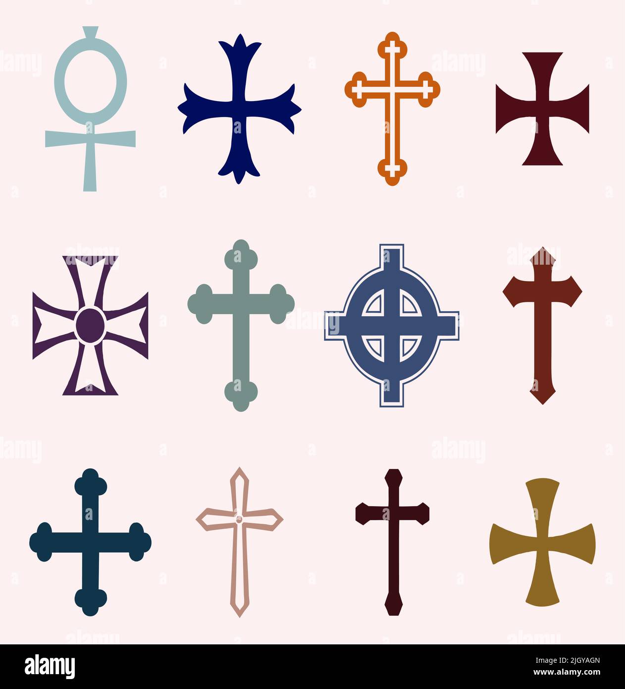 Set Of Many Different Colorful Cross Icon Stock Vector Image & Art - Alamy