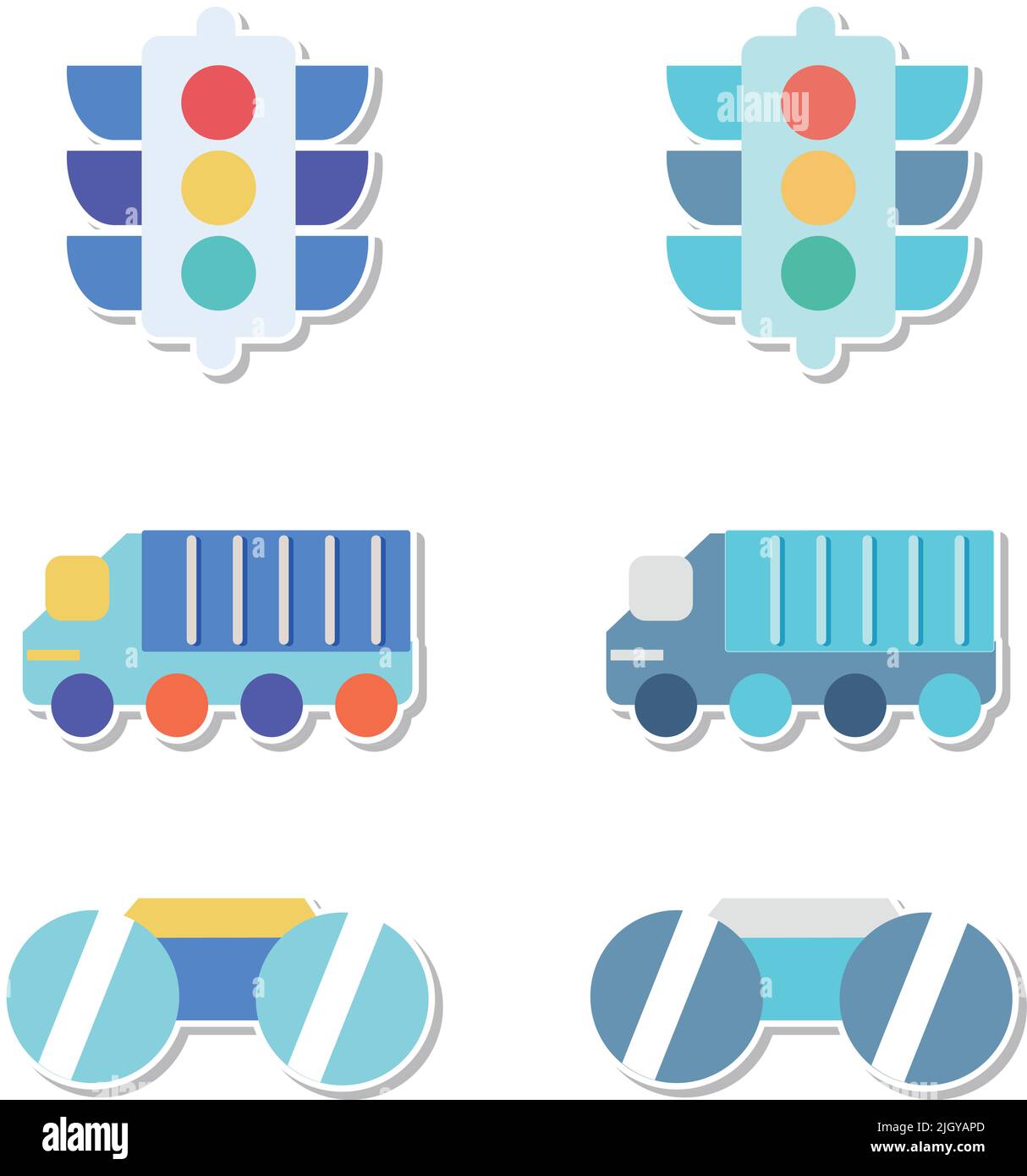 A vector design of cartoon hand-painted traffic objects Stock Vector