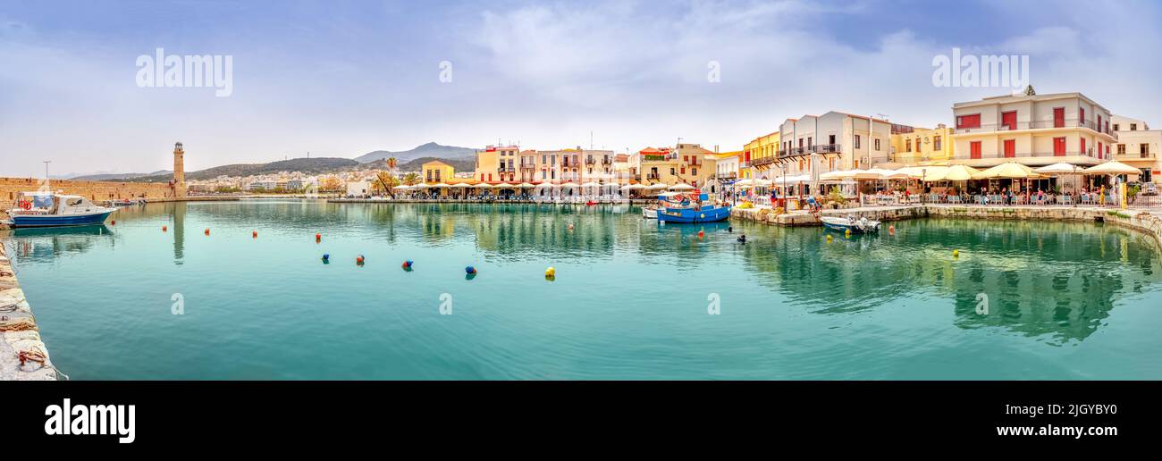 Venetian Harbour, Rethymno, Island Crete, Greece Stock Photo
