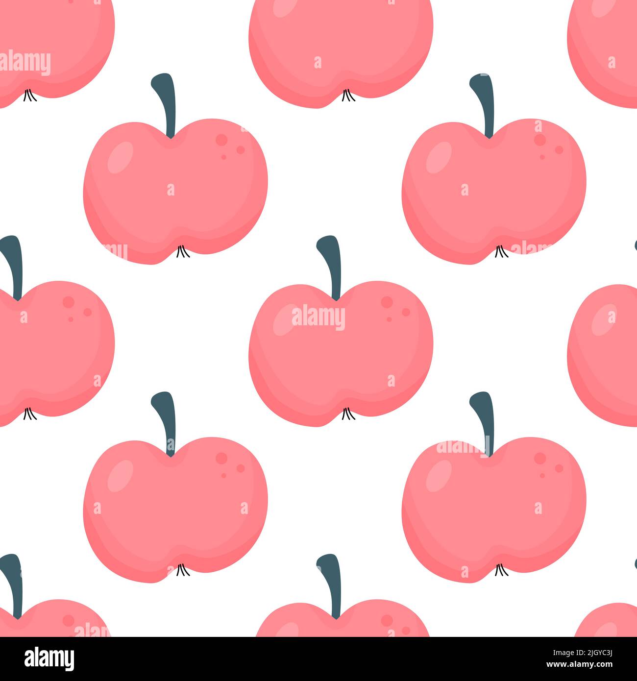 Apples seamless vector pattern on white Stock Vector