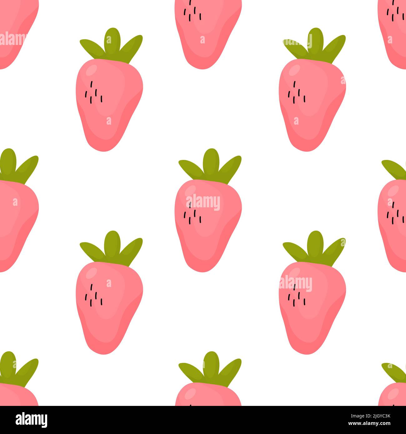 Strawberries seamless vector pattern on white Stock Vector