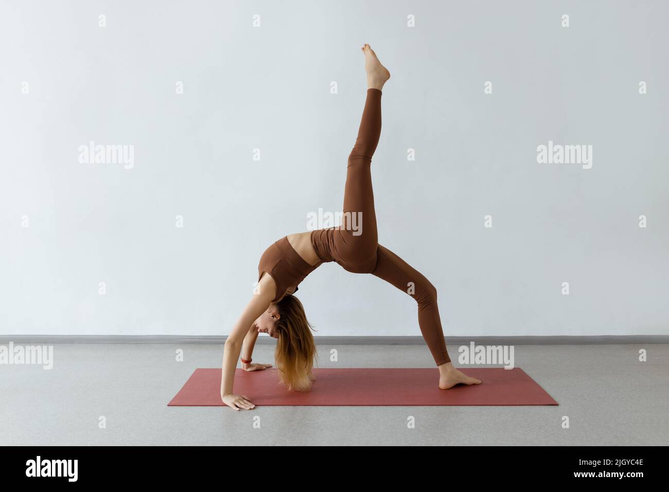 Slim body and health care. Urdhva Dhanurasana , Inverted Bow Pose or Bridge Pose Stock Photo