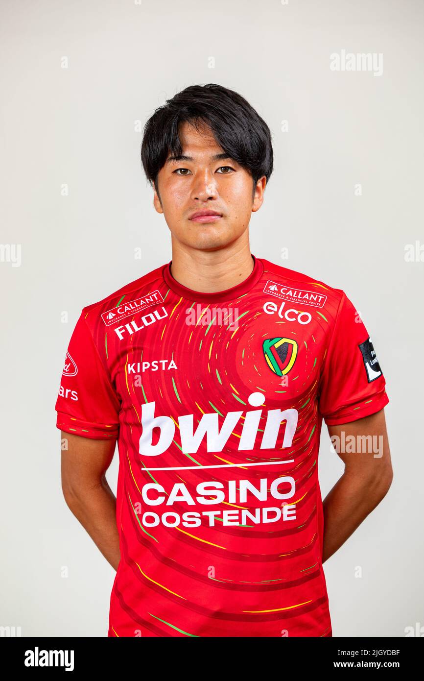 Oostende's Tatsuhiro Sakamoto poses for the photographer at the 2022