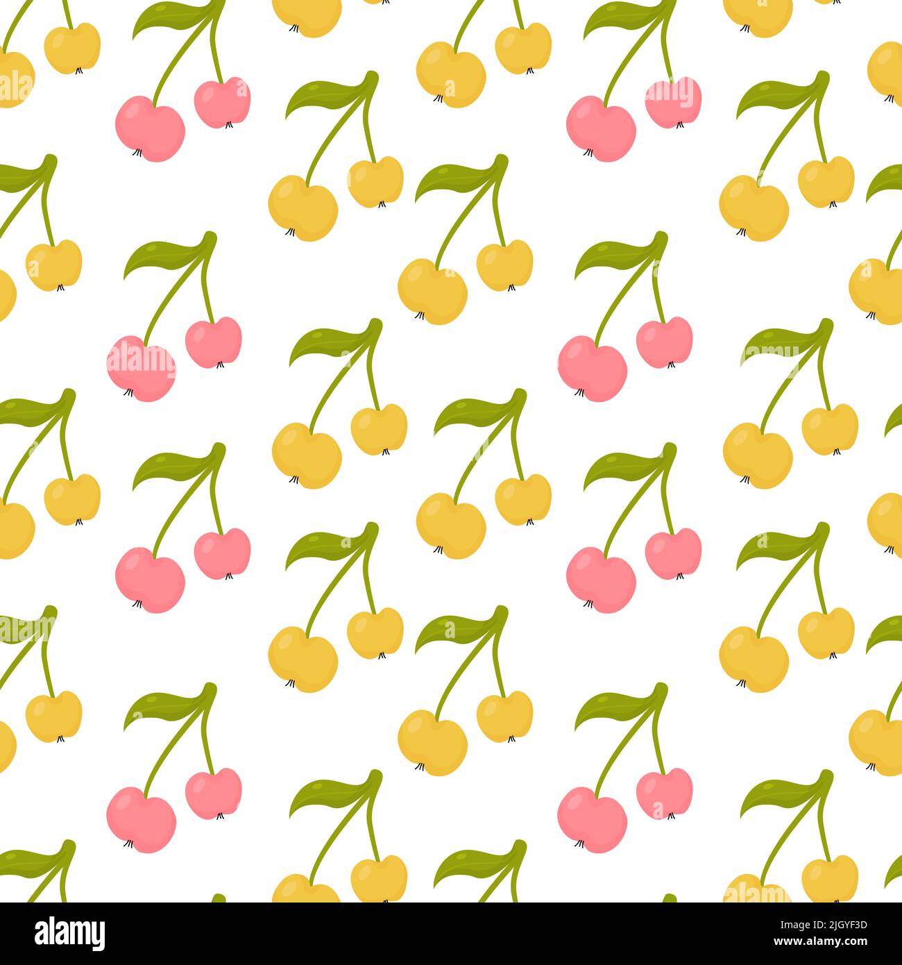 Red and yellow cherries seamless pattern Stock Vector