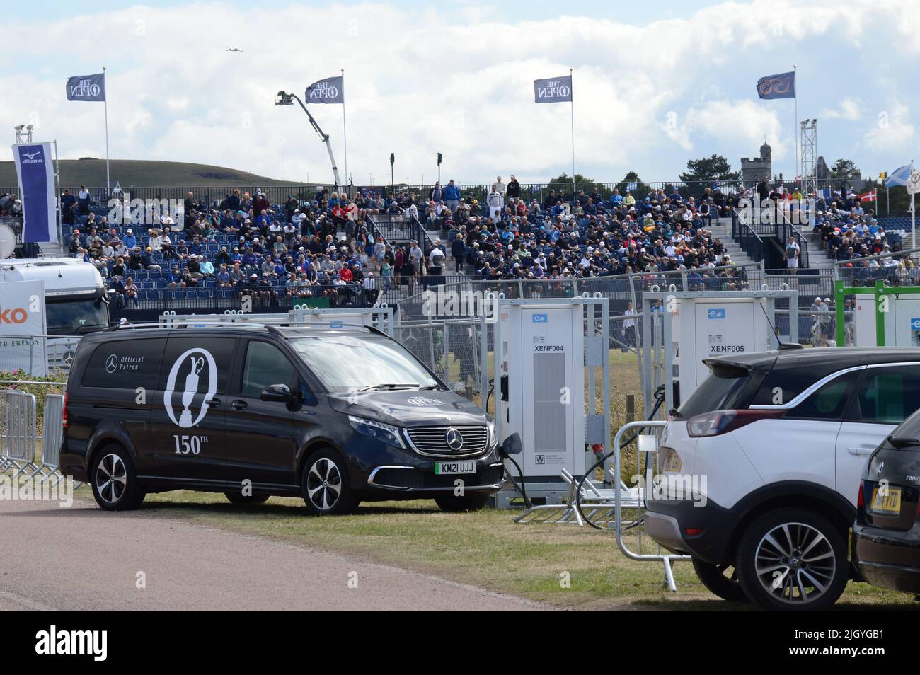 150th Open Golf, St Andrews, Scotland, 13 July 2022, Old Course stands filling on day before start of main Tournament Stock Photo