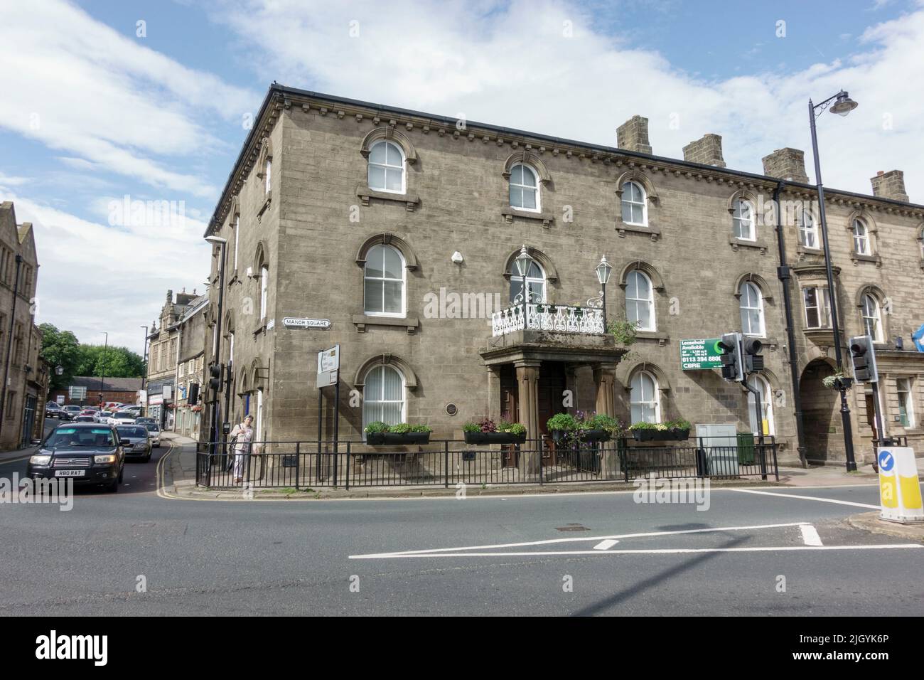 The former Royal White Horse Hotel in Manor Square, Otley, West Yorkshire, UK. Stock Photo