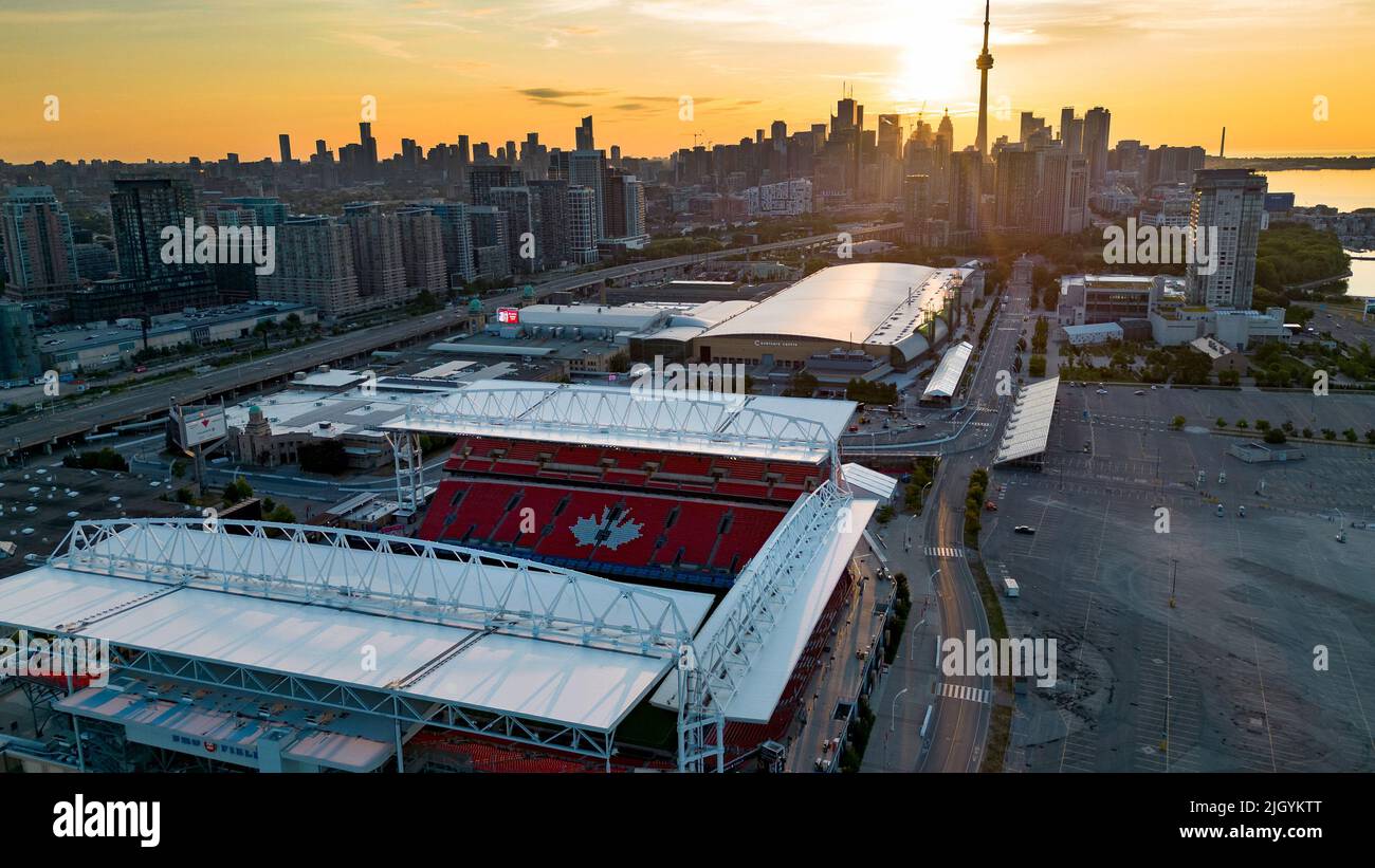 July 10 2022, Toronto Ontario Canada. BMO Field Aerial Empty in the early morning. Luke Durda/Alamy Stock Photo