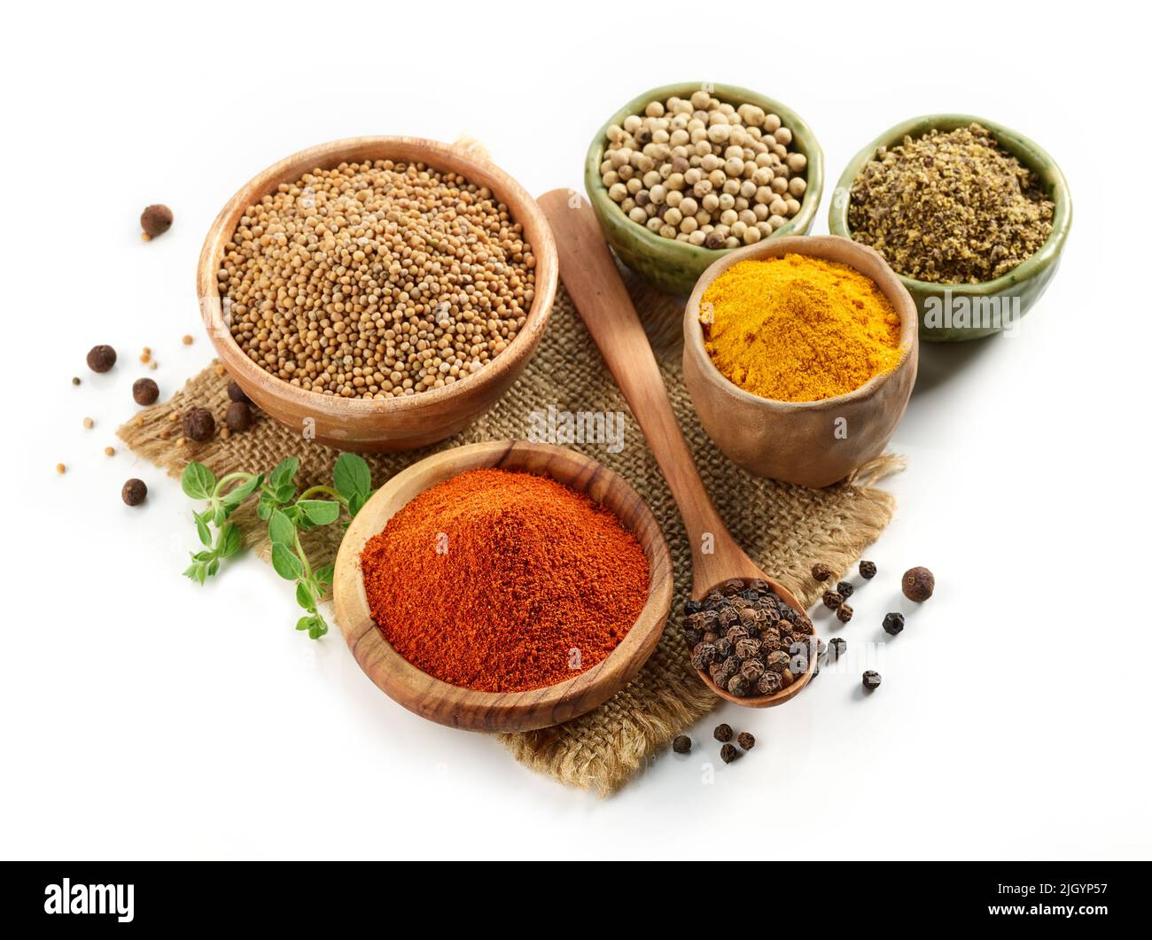 various spices isolated on white background Stock Photo