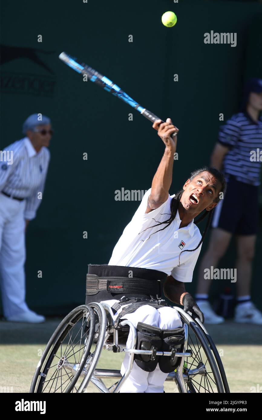 Ymanitu Silva of Brazil is a Brazilian tennis player playing in the  gentlemens quad wheelchair singles competition at Wimbledon 2022 Stock  Photo - Alamy