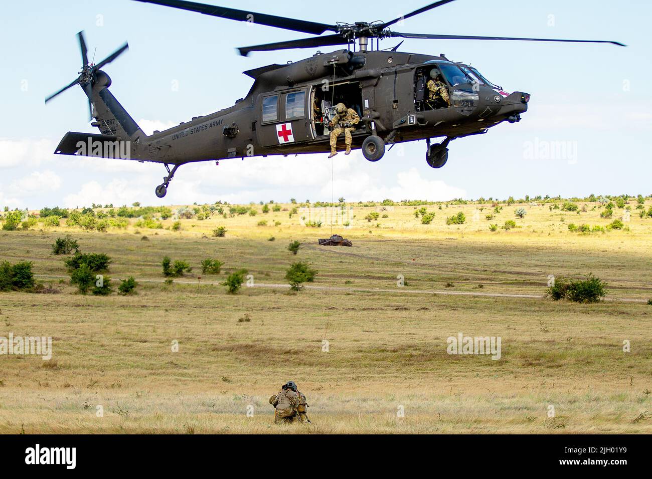 BABADAG TRAINING AREA, Romania-- A MEDEVAC helicopter and crew assigned ...