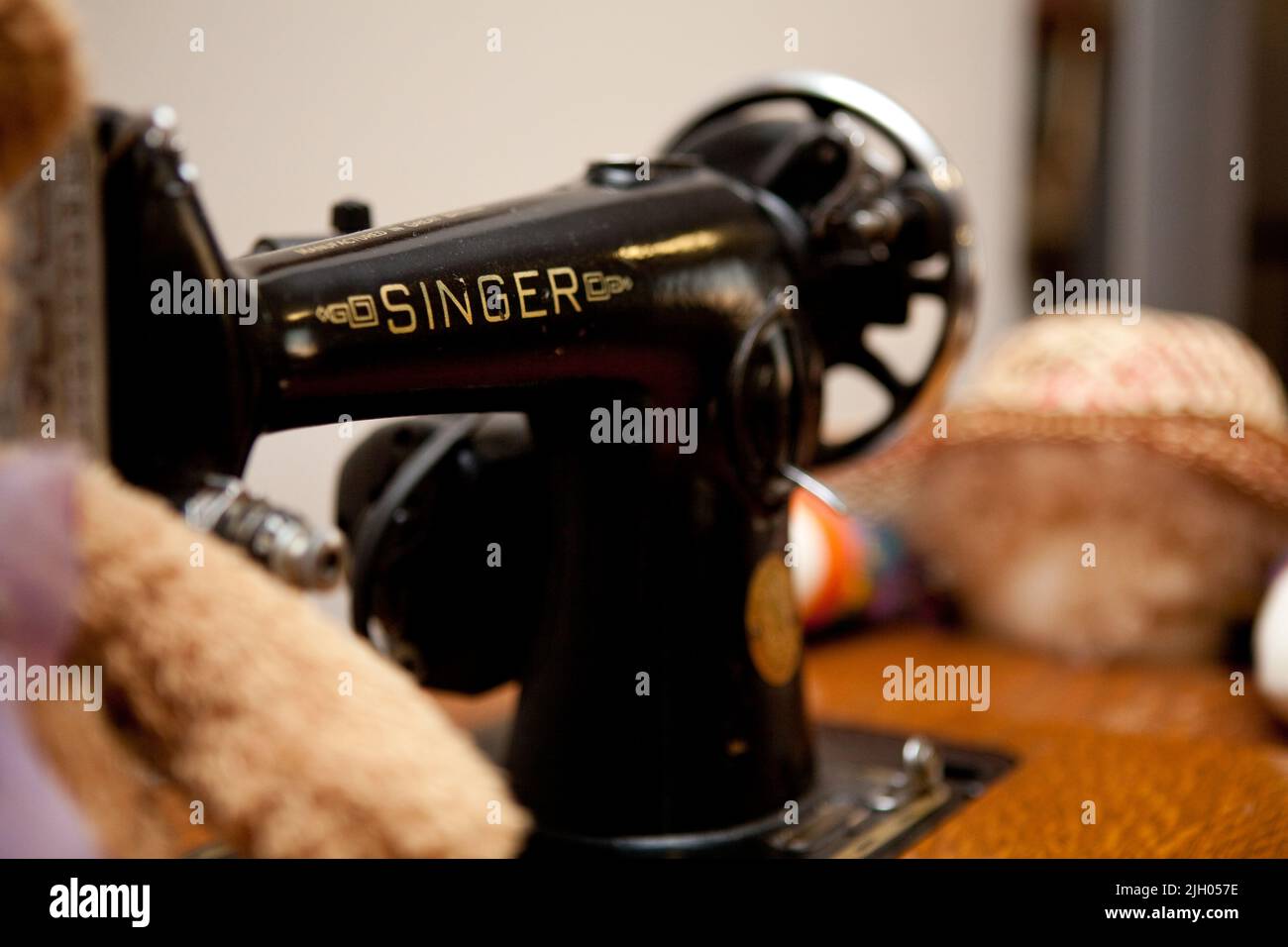 EARLY SINGER SEWING MACHINE Stock Photo