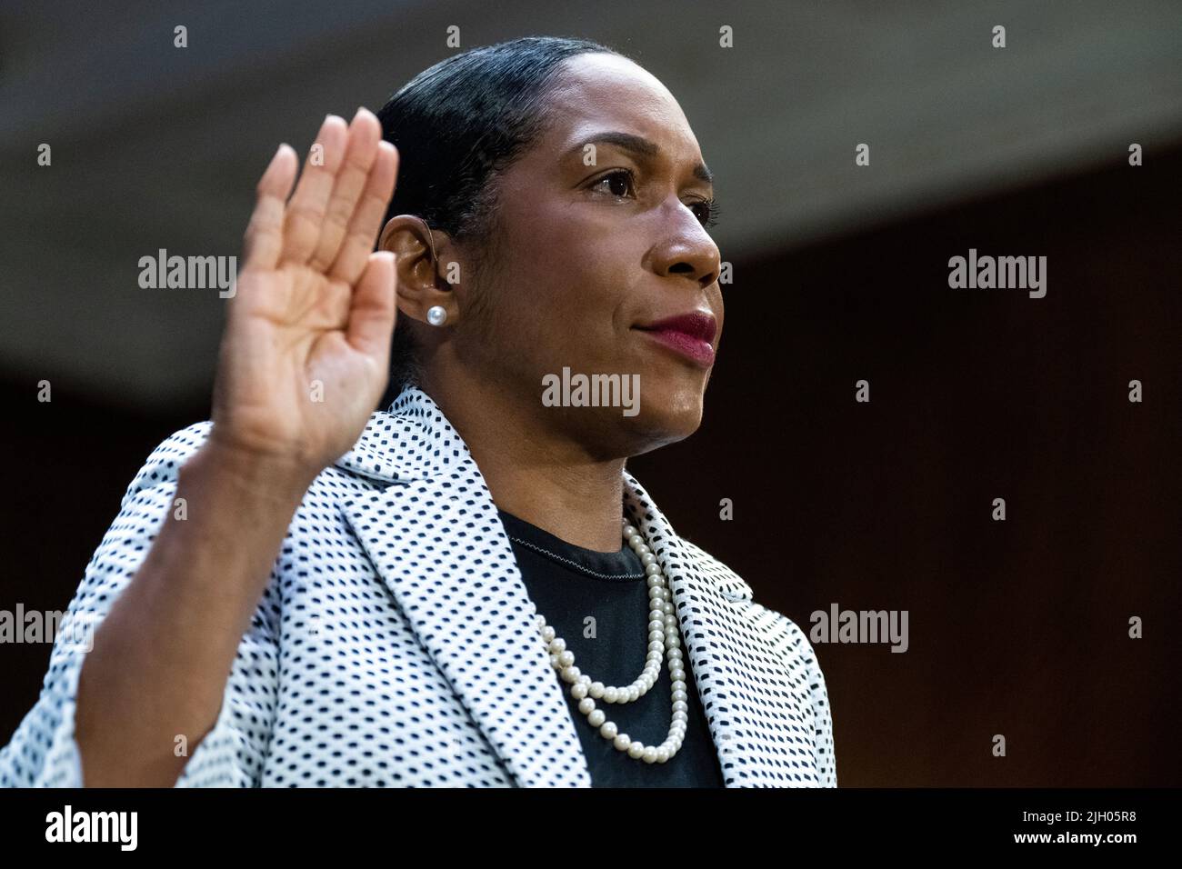 UNITED STATES - JULY 12: Illinois Lt. Gov. Juliana Stratton is sworn in