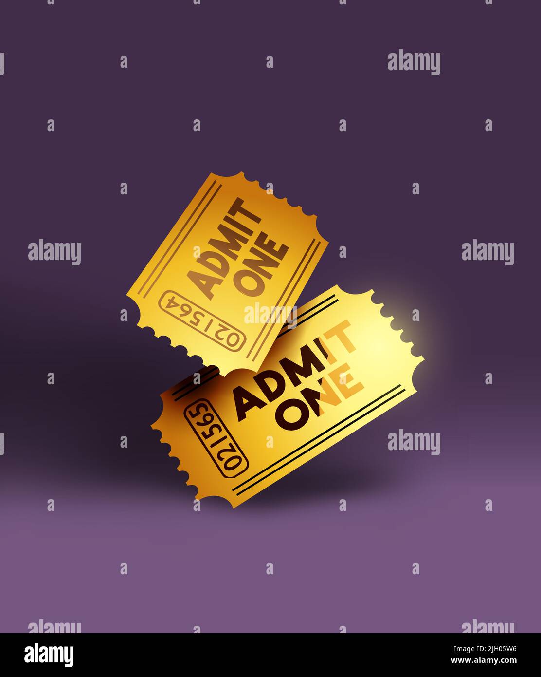 Exclusive gold admit one event and performance tickets - realistic vector illustration. Stock Vector
