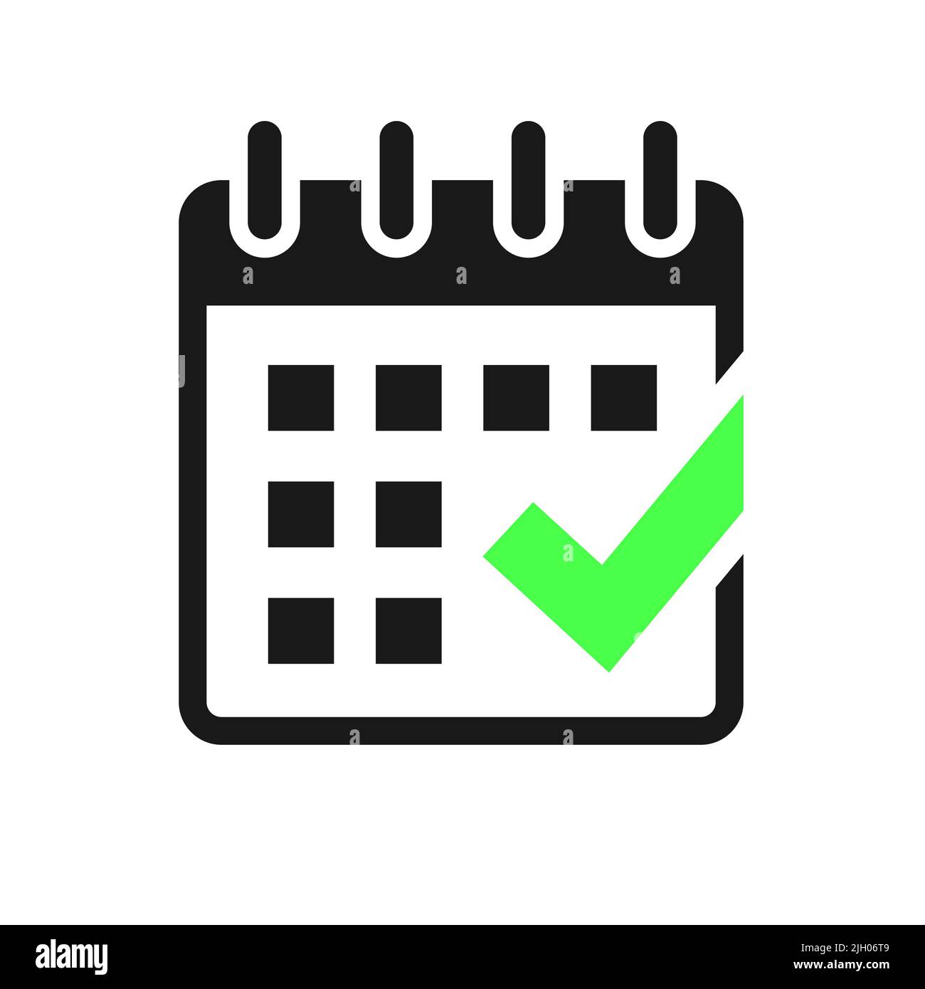 Calendar and check mark vector icon on white background Stock Vector