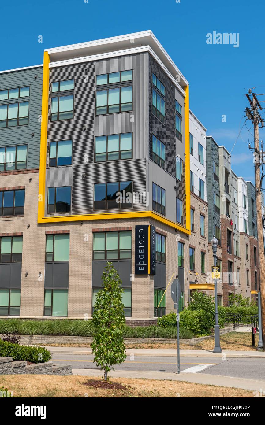 The corner of Edge 1909, a condominium building in the Strip District