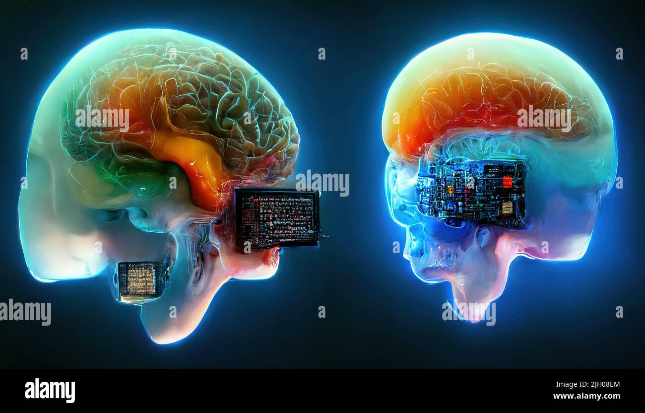 Brain computer interface, conceptual illustration Stock Photo Alamy