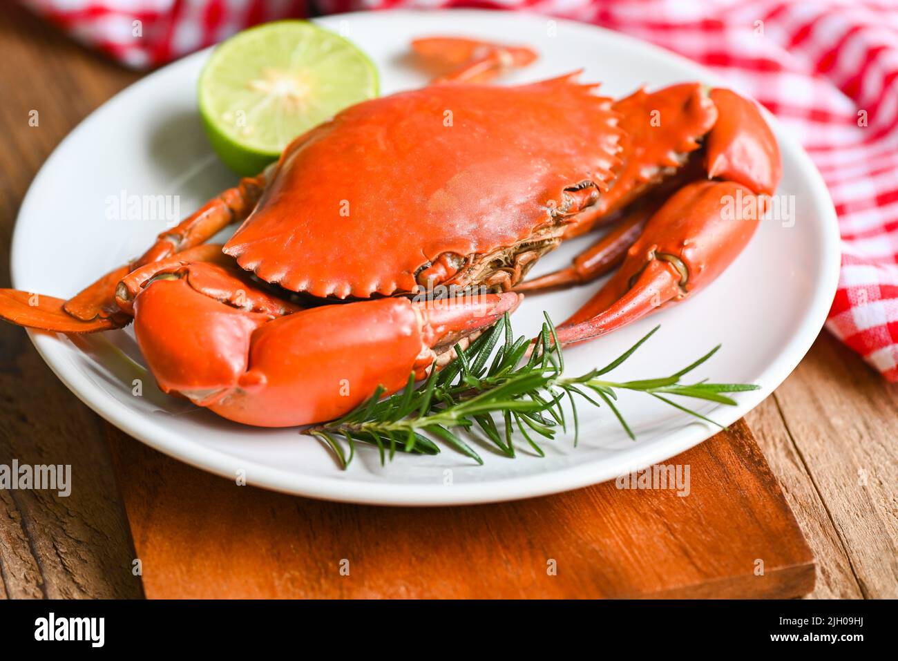seafood crab cooking food boiled or steamed crab red in the seafood