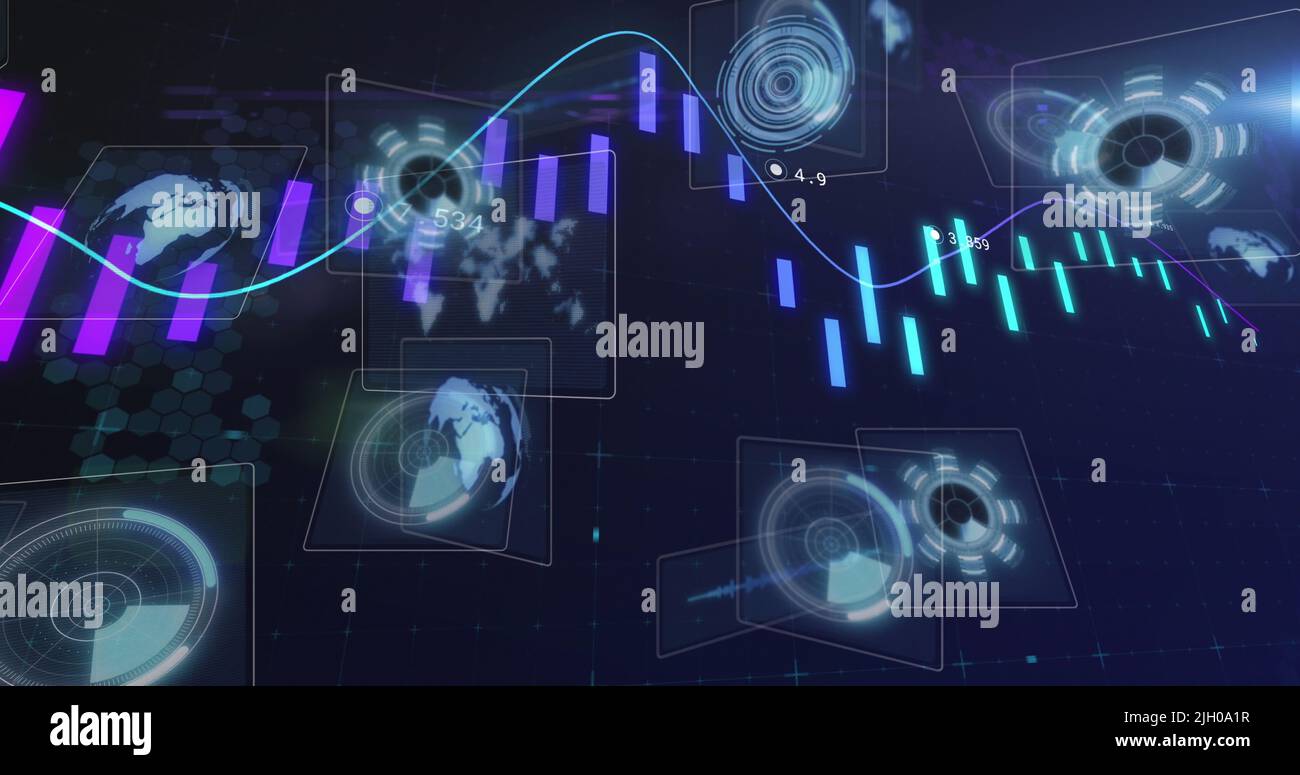 Image of data processing and moving screens Stock Photo - Alamy