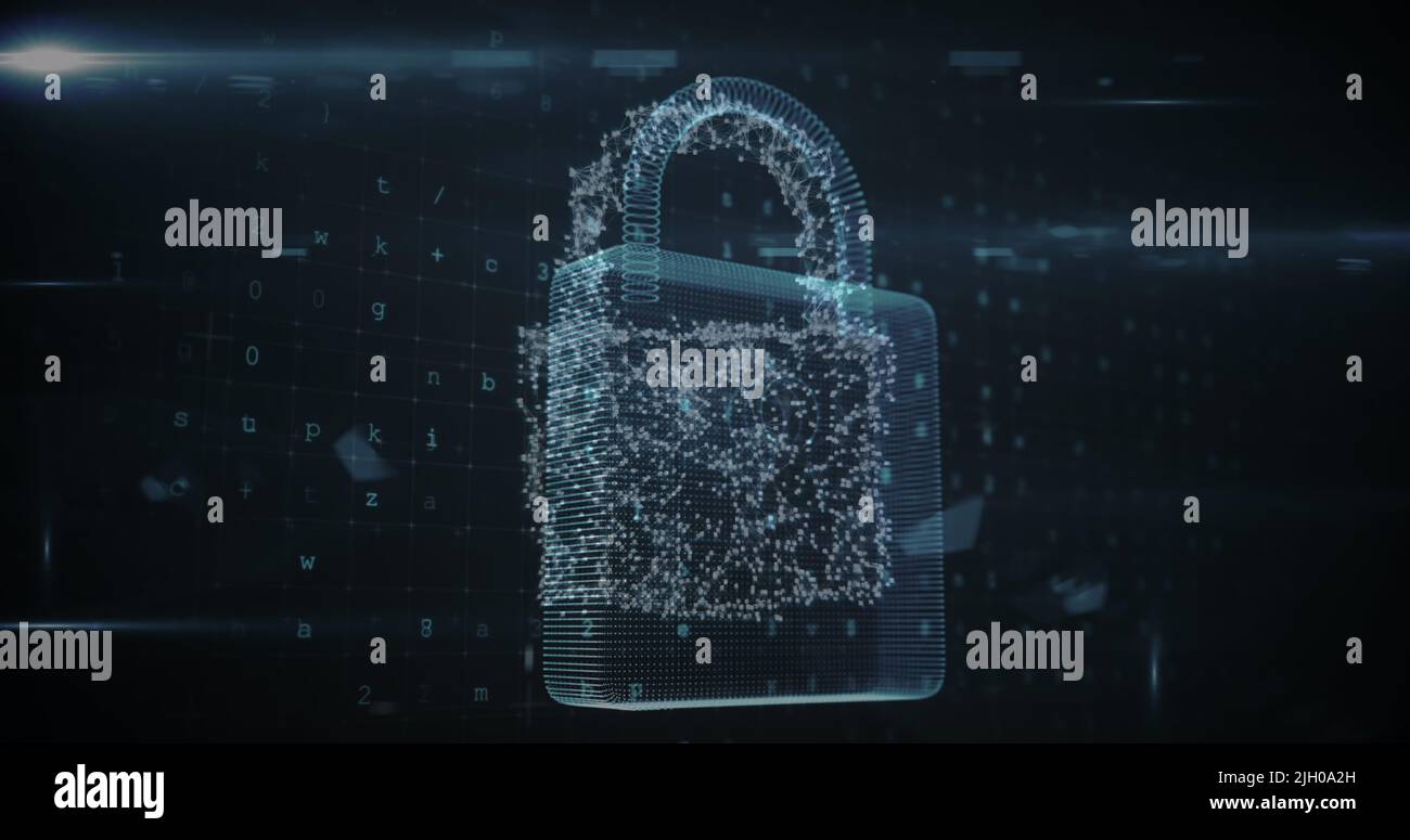 Image of numbers and online security padlock Stock Photo